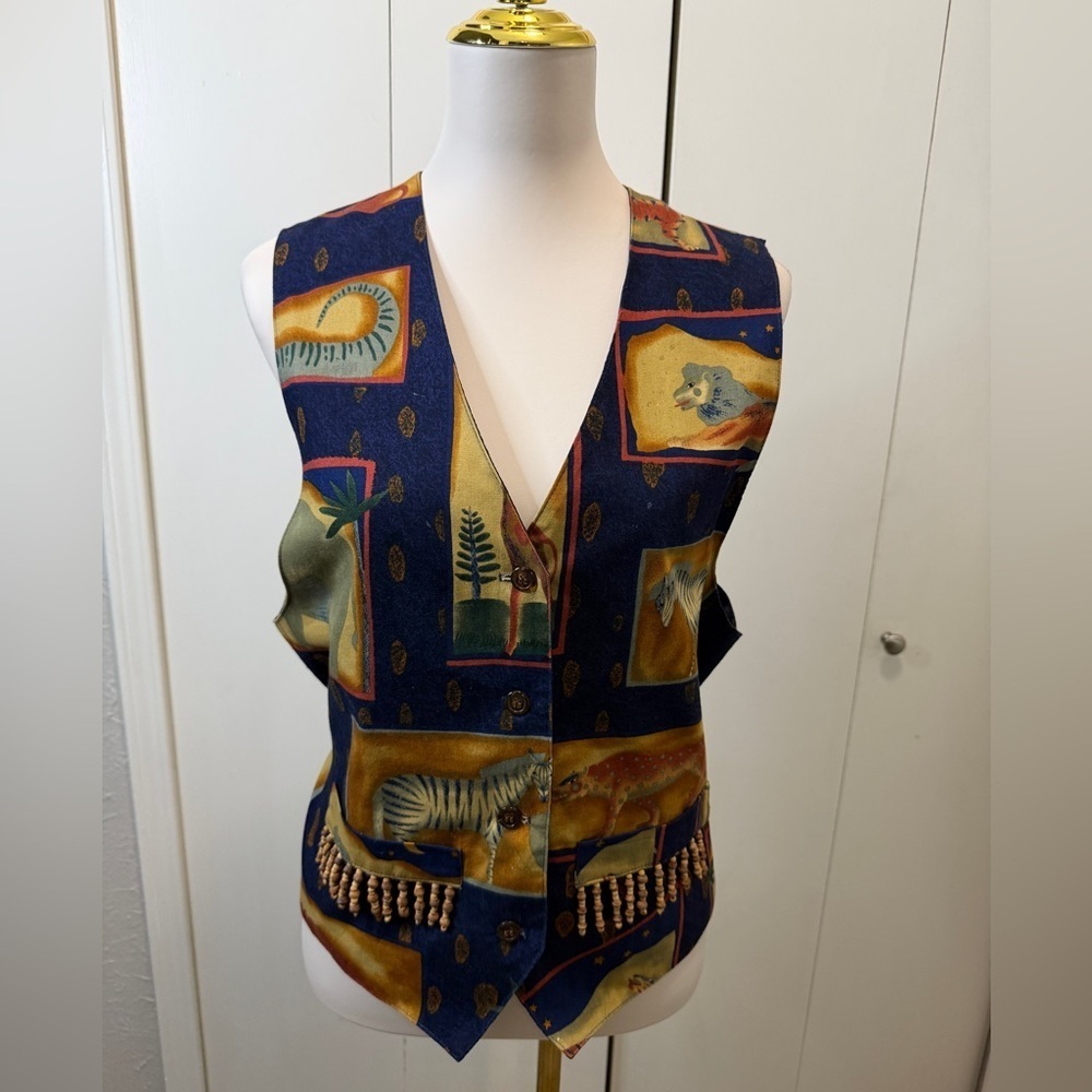 Animal Print Vest with Beaded Detail